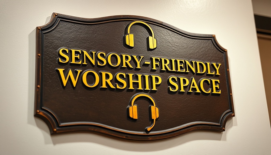 Sensory-friendly worship space sign in Muskegon venue.