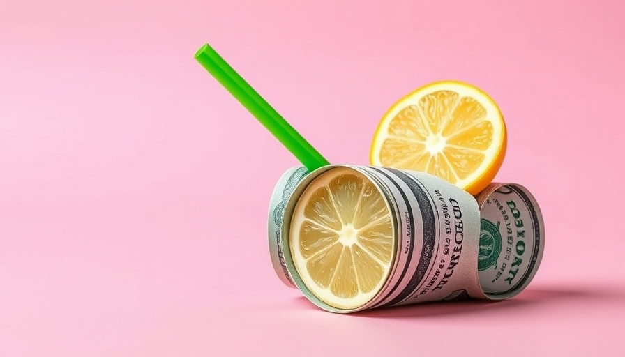 Rolled dollar bill with straw & lemon slice on pink for Social Security payments July 2025.