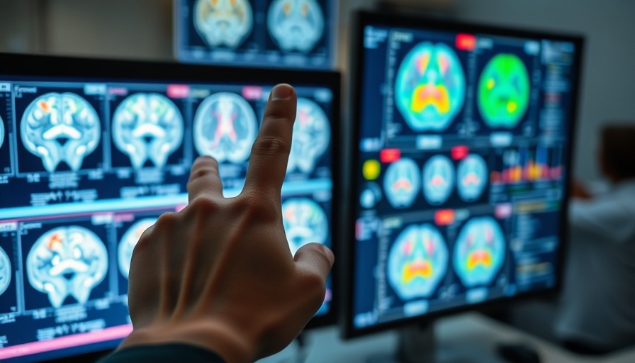 £40 million funding autism ADHD treatment: hand pointing at brain scans in lab.