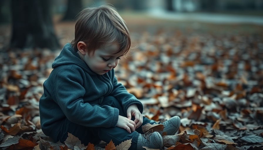 Child alone on leaves, related to autism care and Medicaid.