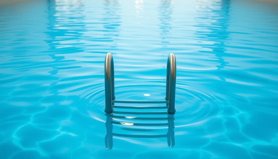 Swimming pool with ladder, inviting setting for accessible swim lessons for autistic children.