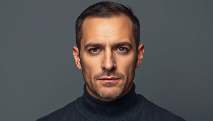 Serious-faced man, concerned expression, plain background.