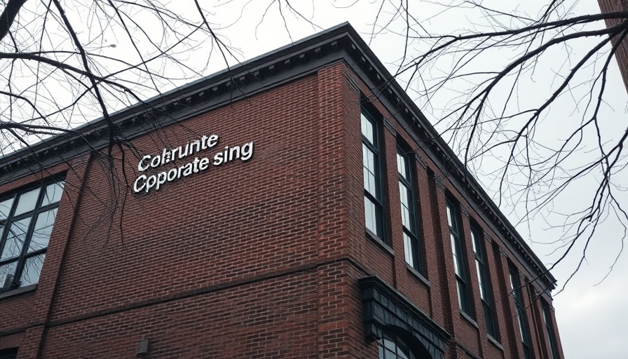 Corporate building sign on brick facade during Medicare Advantage billing practices investigation.
