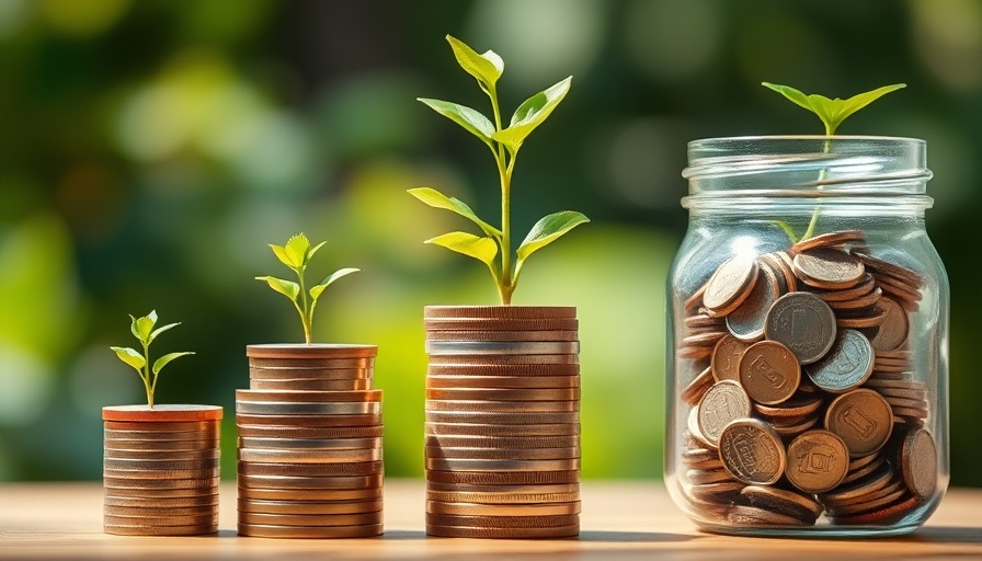 Growing stacks of coins with plants symbolizing the retirement planning journey.