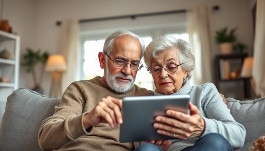 Elderly couple exploring financial tools on a tablet at home.