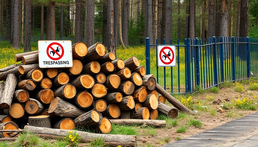 Vancouver tree maintenance contract area with cut logs.