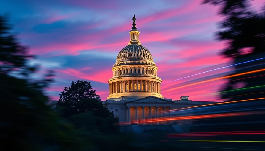 U.S. Capitol at dusk with traffic lights, Social Security Trust Fund Shortfall 2034.