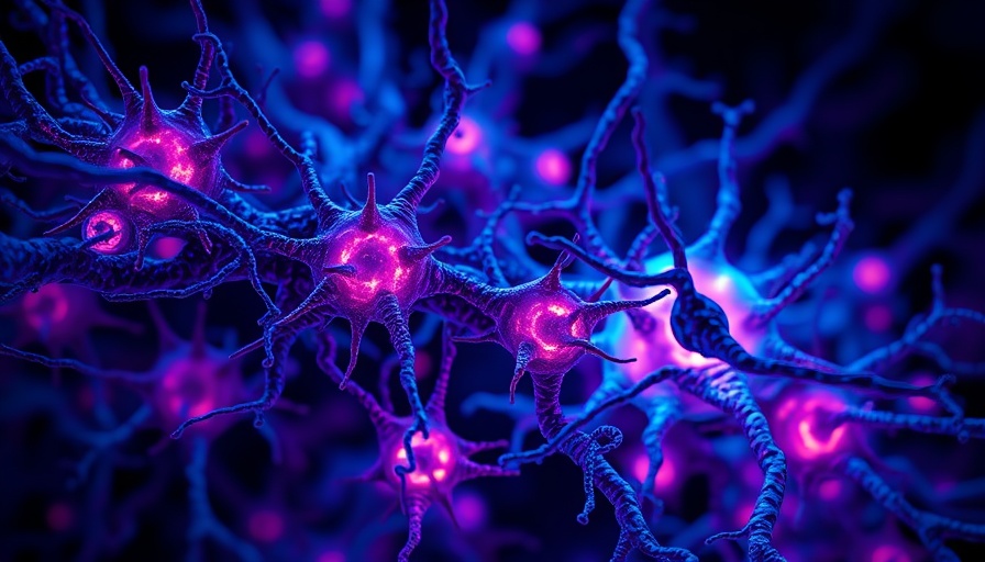 Illustration of microglial cells interacting with a brain structure in Alzheimer's context.