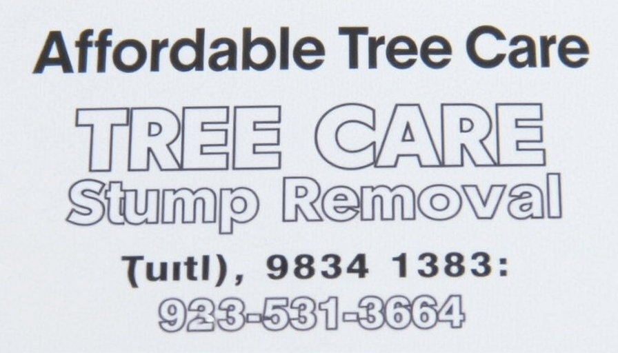 Text for affordable tree care services ad, clear and bold.