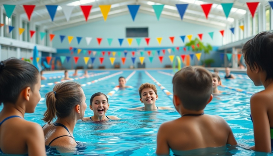 Instructor leading autism swimming lessons at Wilton YMCA pool.