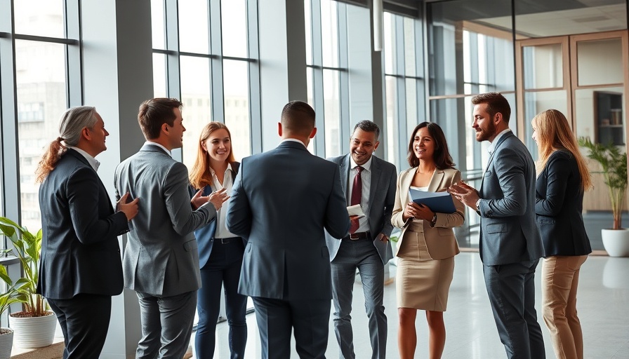Professionals discussing impact of S&P 500 historic move in modern meeting room.