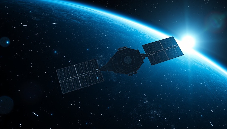 Satellite orbiting Earth with a starry background; related to Starlink IPO.