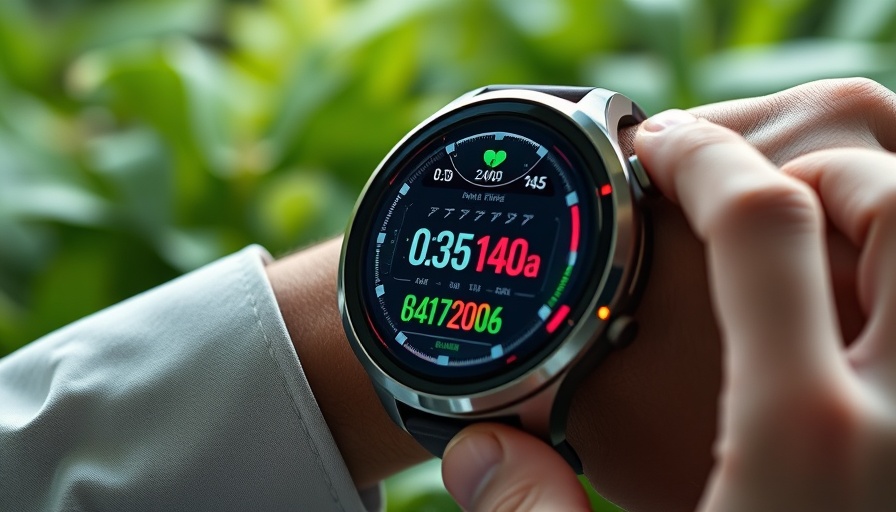 Newest technology in healthcare Muskegon: Futuristic smartwatch with holographic health data.