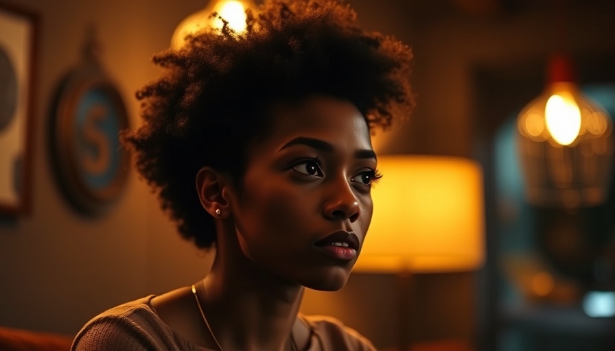 Person attentively listening in a dimly lit room, warm tones.