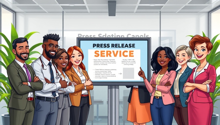 Press Release Distribution for Autism service overview with diverse cartoon professionals.