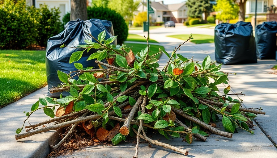 Tree trimming in Huber Heights, trimmed branches on sidewalk.