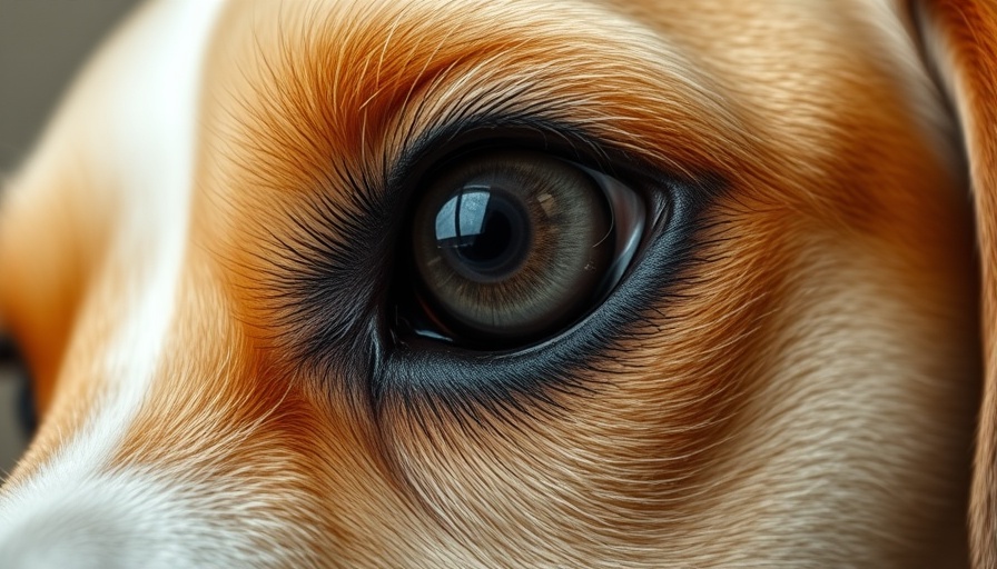 Beagle with eyelid tumor, close-up view.