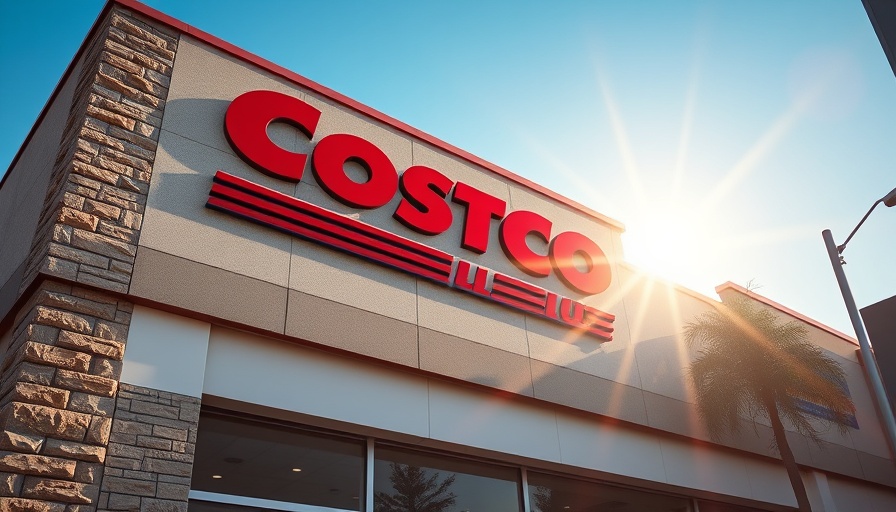 Costco building exterior with large sign under a clear blue sky.