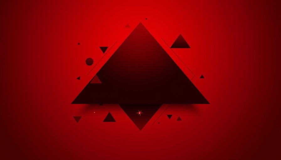 Abstract geometric dark red design on a red background.