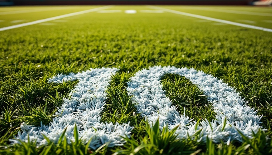 Vivid close-up of football field number 10 on grass.