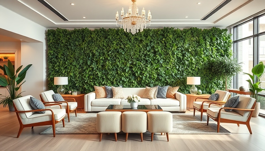 Modern lounge area with green wall in a care facility.