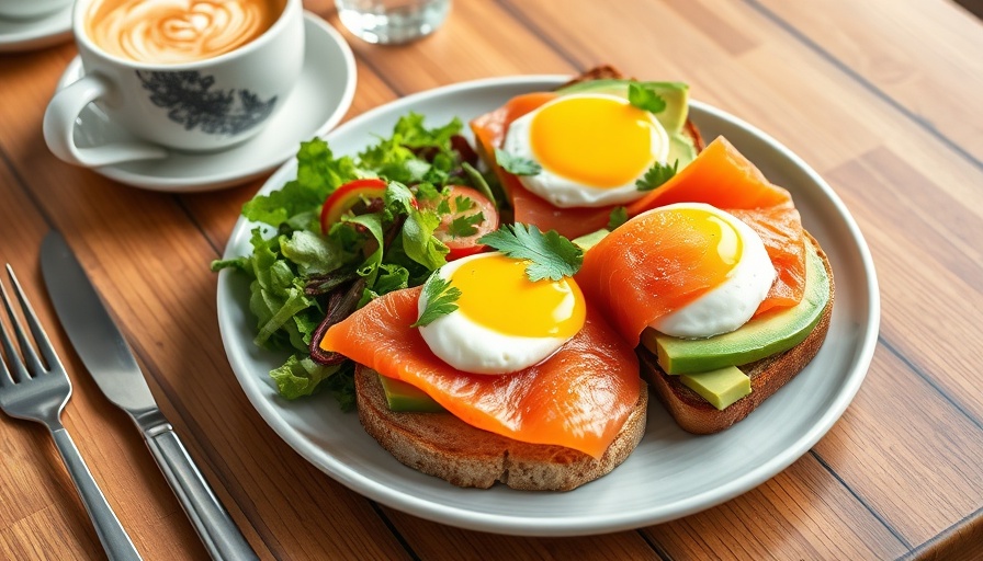 Dietitian-approved foods that naturally boost testosterone, featuring poached eggs, salmon, and avocado.