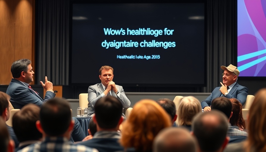 Panel on healthcare challenges and solutions during a tech conference.
