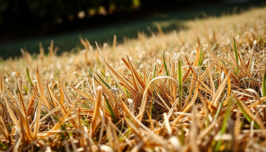 Close-up of dry brown grass depicting lawn care Orillia needs.