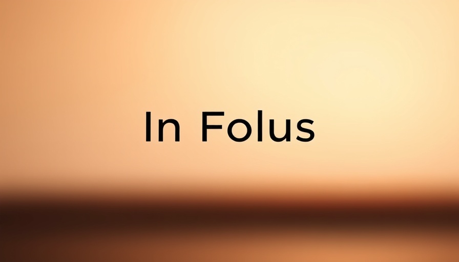 Minimalist 'In Focus' text on warm gradient background