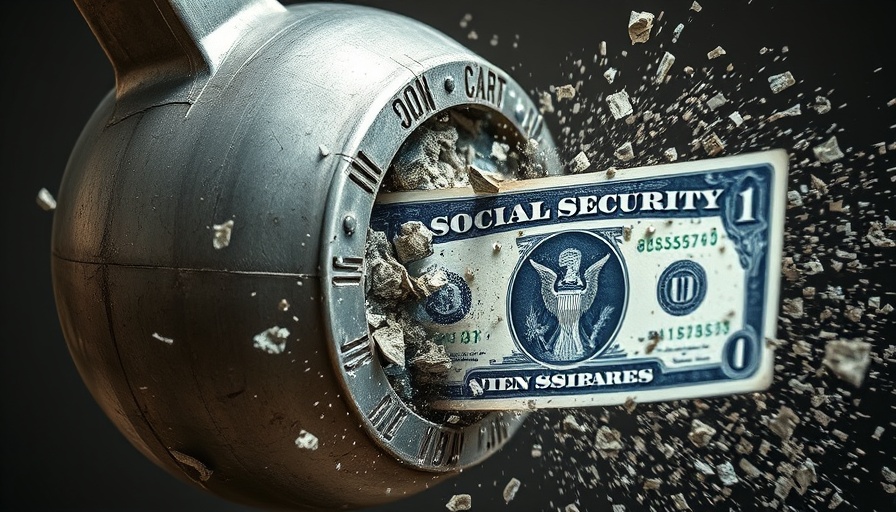 Wrecking ball breaking Social Security card, apply for Social Security in Muskegon concept.
