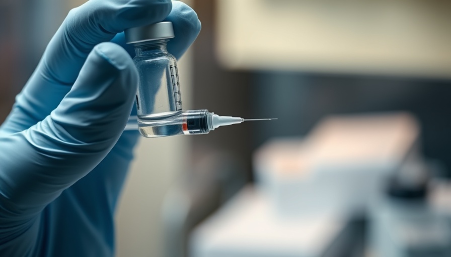 Syringe held by glove; relevant for thimerosal ban in vaccines.