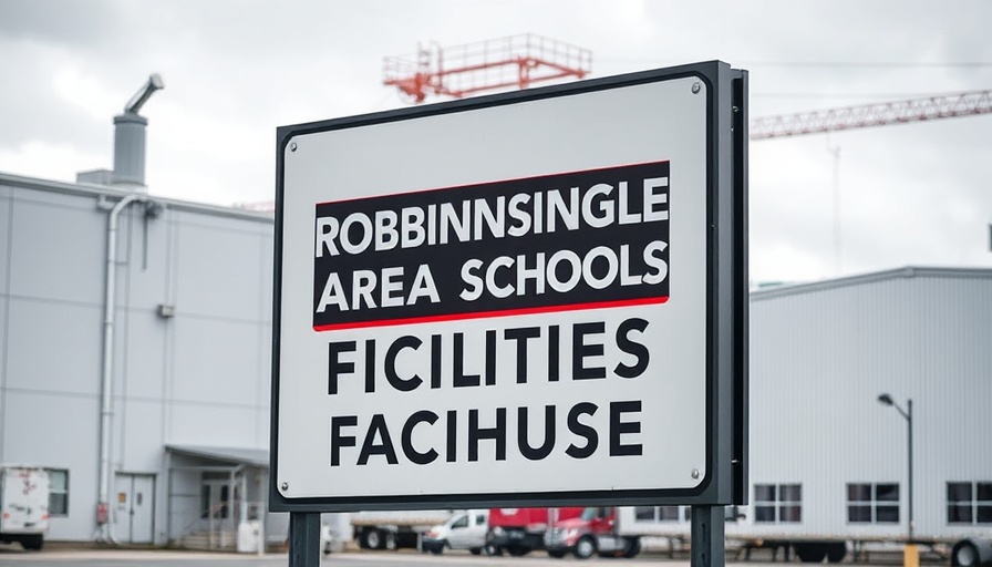 Robbinsdale Area Schools Facility sign with industrial background.