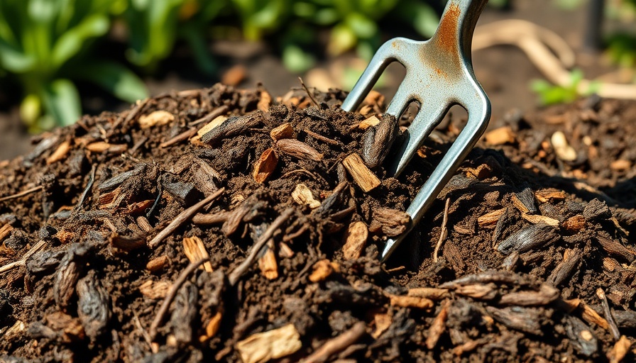 Perfect composting techniques: close-up of a compost pile being turned.