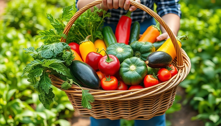 Vibrant vegetables in basket for fall gardening tips.