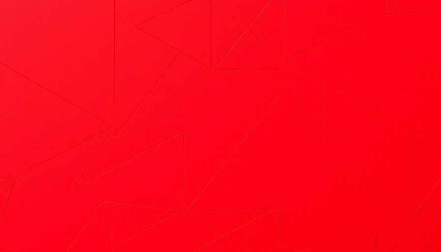 Minimalistic red geometric design with triangular shapes.