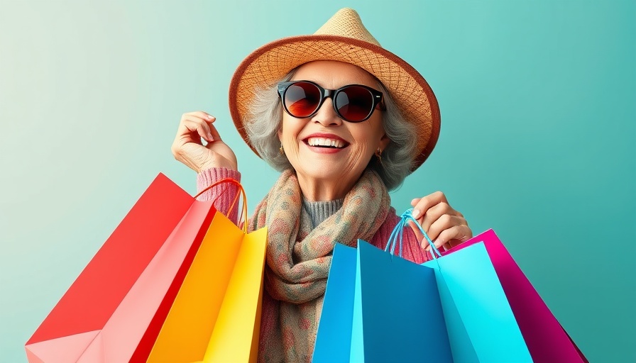 Stylish senior woman shopping joyfully, embodies unique senior discounts Muskegon.