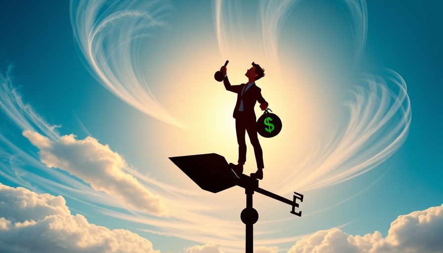 Conceptual cartoon of financial planning with silhouette and money bag.
