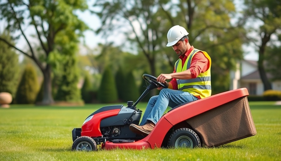 Insurance for Canadian landscape contractors with worker mowing grass.