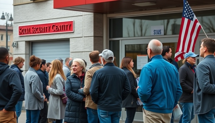 People waiting outside Social Security office under new SSA rules for seniors.