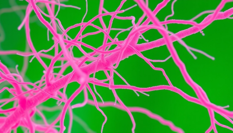 Microscopic image of Legionella bacteria, pink rods, green background.