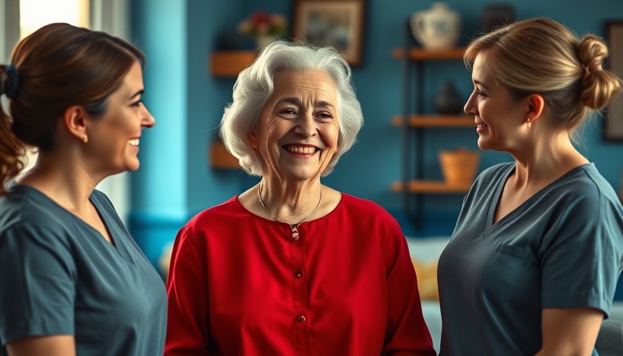 Independent Living Support for Seniors: Senior woman engaging with caregivers.