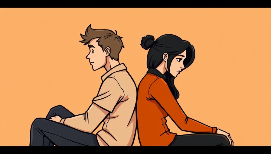 Abstract illustration depicting conflict resolution concept with two people back-to-back.