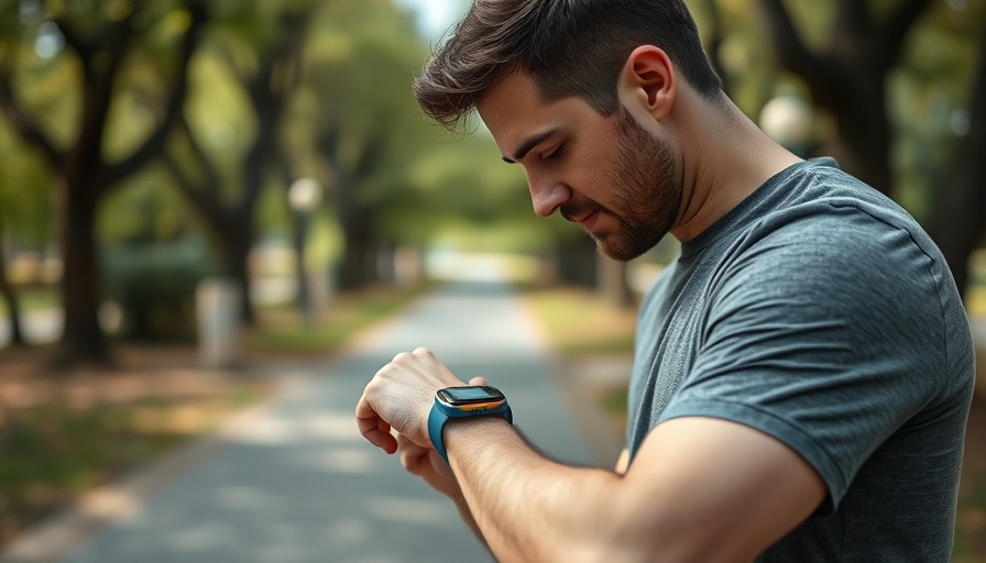 Man using wearable medical device outdoors in Muskegon.