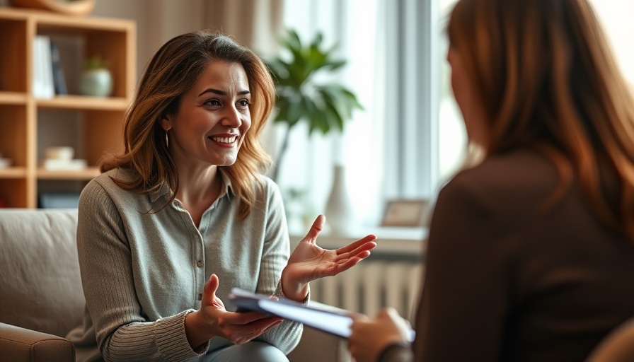 Therapy session, woman expressing emotions to psychiatrist.
