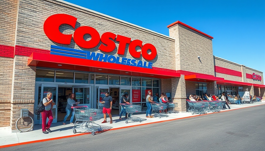 Costco Wholesale entrance with shoppers.