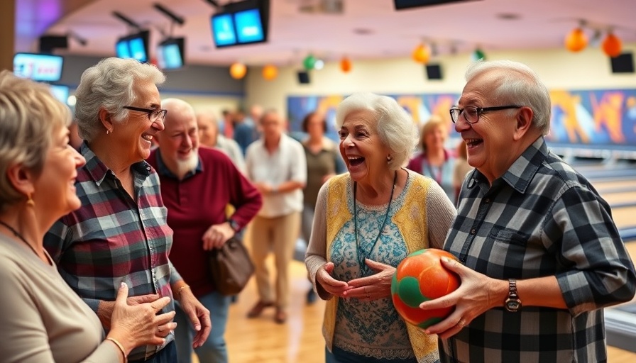 Loving Kindness Bowling Fundraiser Alzheimer's, seniors laughing at a bowling event.