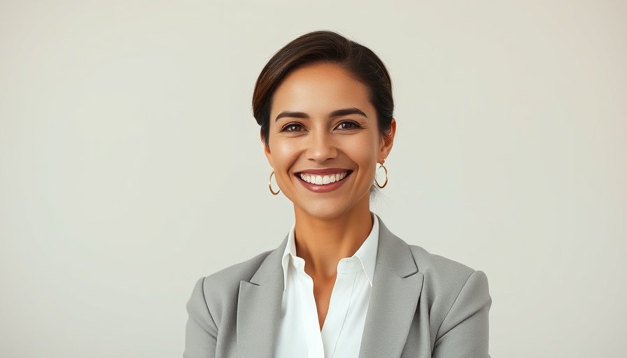 Professional woman smiling in a studio-lit setting