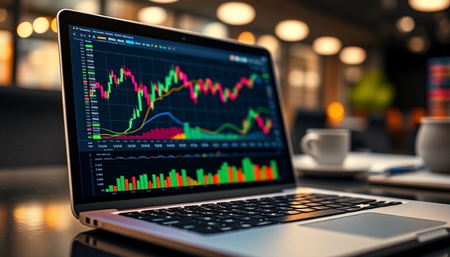 Vibrant charts on a laptop showing Peloton stock investment potential.