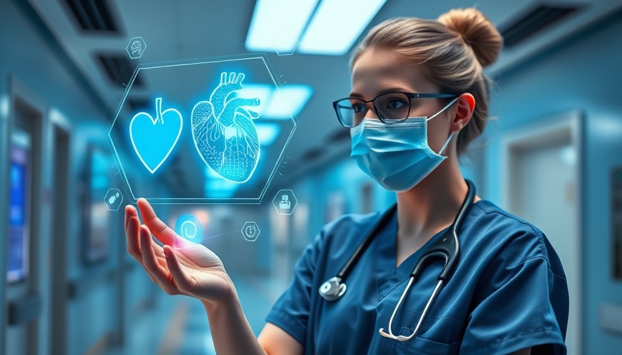Illustration of healthcare professional using digital wearable medical devices in Muskegon.