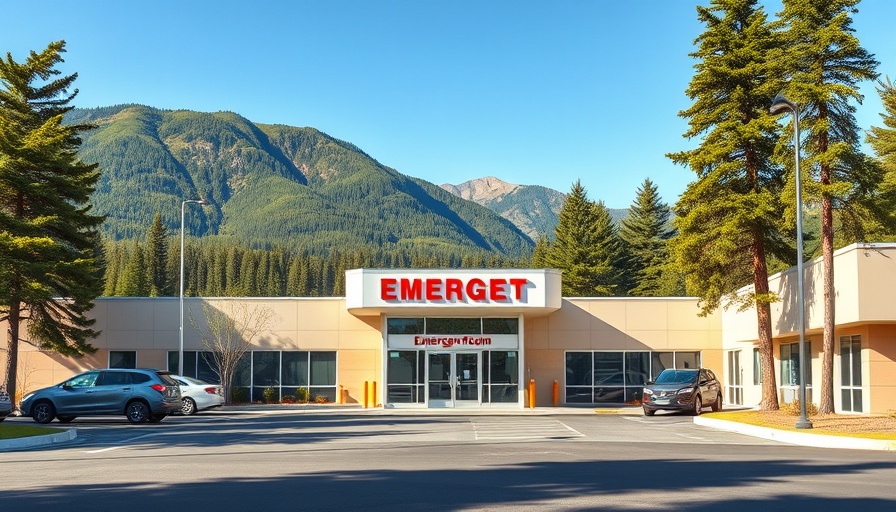Emergency room entrance with mountainous Colorado backdrop.